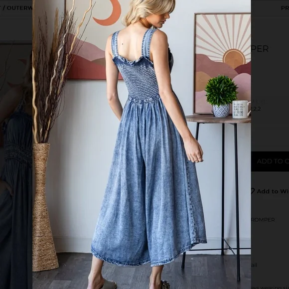Oli & Hali Washed Blue Wide Leg Jumpsuit - Picture 4 of 9